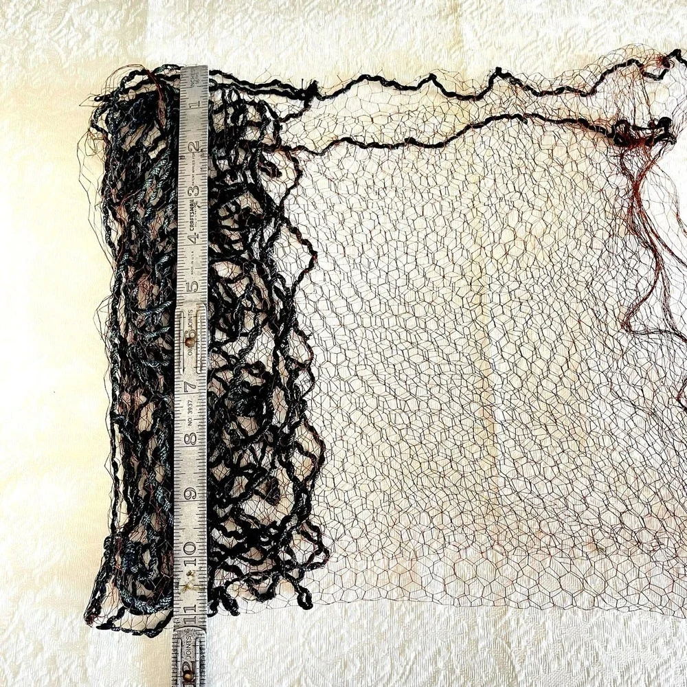 Vintage 1940s Silk Hand Stitched Birdcage Net Veil Fascinator Hat Trim Millinery - Picture 8 of 12